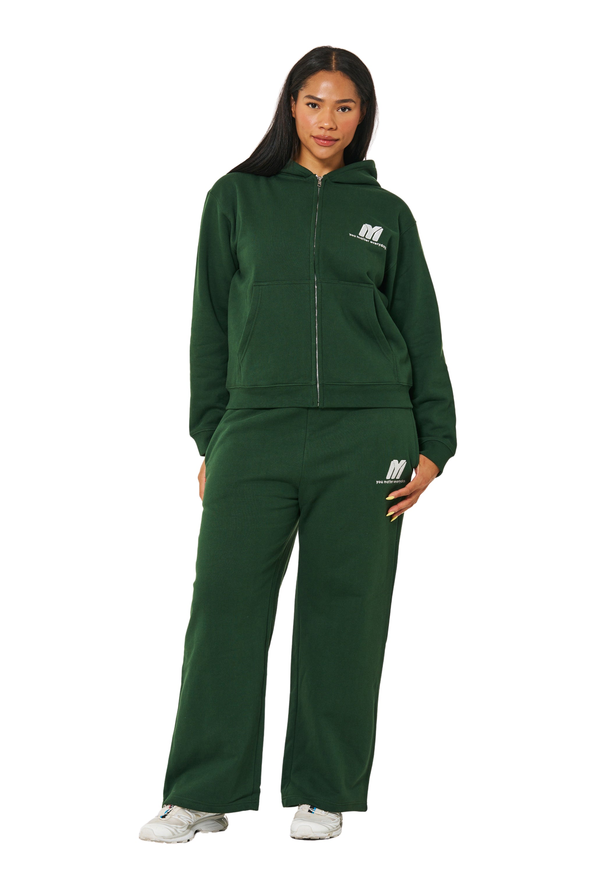 You Matter Everyday Zip Hoodie - Forest Green